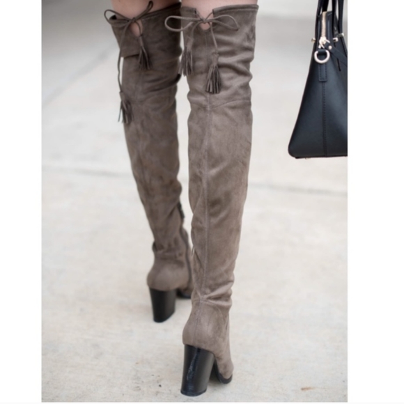 NWT Marc Fisher Ltd. 'Arletta' Over-the-Knee Pointy Toe Boots in Charcoal Grey - Picture 3 of 11